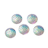 CA007 - 10 pcs Mermaid Fish Scales Resin Carved Embellishment Cabochons White Multicolor - 12mm