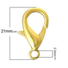 CL159 - 50 pcs. Gold Plated Lobster Clasps - 21mm X 12mm - Claw Clasps - Hole Size: 2.3mm