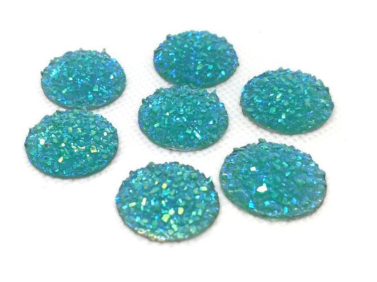 CA874 - 10 pcs Druzy Resin Embellishment Cabochons Aqua Blue Multicolor - 18mm - Dome Style