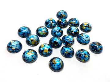 RC0020 - 10 pcs Druzy Resin Embellishment Cabochons - 12mm - Glitter Style - Blue, Gold and Black