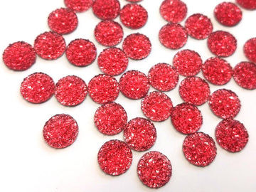 CA542 - 10 pcs Druzy Resin Embellishment Cabochons Red - 12mm - Dome Circle