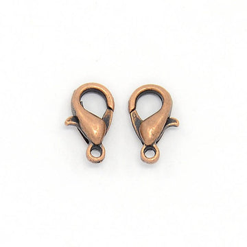 CL072 - 100 pcs. Antique Copper Lobster Clasps - 10mm x 6mm - Claw Clasps