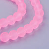 BD602 - 8mm Pink Frosted Glass Round Beads - 15" strand (40cm) - Approx 52 beads per strand - Hole Size: 1.3mm