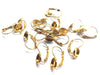 E460 - 10 pcs. Bright Gold Plated Earring Clips Settings Lever Back Bezels Cabochons - 8mm Glue Pad Setting