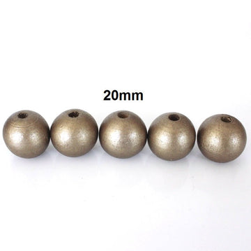 BD283 - 10 pcs Golden Silver Bronze Wooden Wood Round Spacer Beads - 20mm - Gold - Hole Size: 3mm