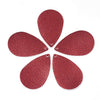 P2031 - 10 pcs. Maroon Red Faux Leather Dangle Charms Pendants - Teardrop - 38mm (1.5") - Great for Light Earrings or Dangles! Double-Sided