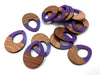 P1197 - 4 pcs. Purple Resin and Wood Teardrop Flat Pendant - 38mm x 28mm - (1.5" x 1.1") - LARGE - Great for Earrings and Necklaces!