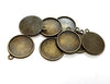 P598 - 10 pcs. Antique Bronze Circle Round Bezel Cabochon Pendant Tags Trays - 18mm Glue Pad