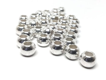 BD341 - 75 pcs Silver Plated Acrylic Round Gumball Bubble Gum Beads - 12mm x 9mm - Hole Size: 5.6mm -  Fits Paracord and European Cords!