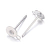 E787 - 100 pcs. (50 pairs) 304 Stainless Steel Earring Posts/Bases/Studs/Settings with loop - 5mm Pad - 7mm with Loop - 12mm length - with Backs!