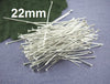 A021A - 1000 pcs. Silver Plated Flat Head Pins - 22mm - 21 Gauge