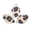P2042 - 10 pcs. Beige Leopard Faux Fur Leather Dangle Charms Pendants - Leaf - 43mm (1.7") - Great for Light Earrings or Dangles! Black Back