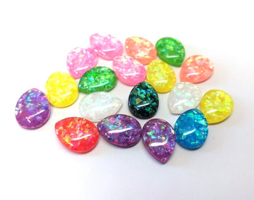 CA608 - 10 pcs Resin Embellishment Teardrop Cabochons - Assortment - Variety Pack - 18x13mm - 18mm x 13mm - 18x13mm - Mosaic Metal Foil