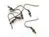 E516 - 100 pcs Gunmetal Black Earring Hooks with Spring and Ball - 21mm x 20mm - Perpendicular Loop