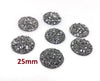 CA629 - 10 pcs Druzy Resin Embellishment Cabochons Gunmetal Silver - 25mm (1 inch) - Dome Style