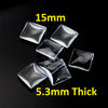 CA033A - 50 pcs. Square Clear Glass Dome Seals Tiles - 15mm - 5.3mm Thick