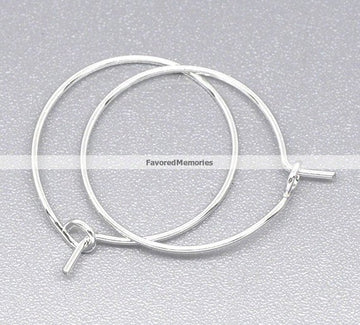 W015 - 200 pcs. Silver Plated Wine Charm/Earwire Hoop Rings - 20mm - 20 Gauge