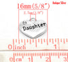 P065 - 10 pcs. Antique Silver "Daughter" charm with rhinestone - 17mm X 14mm