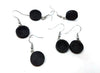 E550 - 10 pcs. Stainless Steel Silver Tone Earring Dangle Hooks Settings Bezels Cabochons - 10mm Glue Pad Setting - Wood Trays - Black