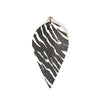 P898 - 10 pcs. Zebra Faux Leather Dangle Charms Pendants - Pinch Leaf - White Black - Silver Tone Jump Ring - 62mm (2.5") - Double Sided