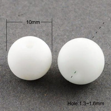 BD202 - 40 Beads - 10mm White Rubberized Glass Round Beads - 15.7" strand - Approx 40 beads per strand - Hole Size: 1.3mm