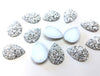 CA671 - 10 pcs Drusy Druzy Resin Embellishment Teardrop Dome Cabochons - Silver - 25x18mm - 25mm x 18mm - 18x25mm - Sew On - 2 Holes