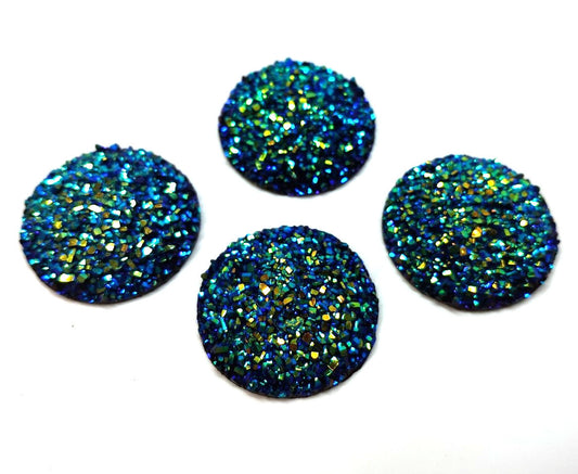 CA937 - 4 pcs Druzy Resin Embellishment Cabochons Dark Blue Multicolor - 30mm (1.18 inch) - Dome Style