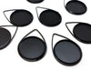 P771 - 10 pcs. Black Pendant Circle Posts Settings Bezels Tray Cabochons - 20mm Glue Pad Setting (Cameo Setting Diameter) - Teardrop