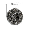 CA143 - 10 pcs Druzy Resin Embellishment Cabochons Dark Grey Gray Silver Gunmetal AB - 12mm Diameter - Circle - 3.6mm Thick