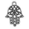 P125A - 25 pcs. Antique Silver Hamsa Hand Symbol Charms Pendants - 21mm x 15mm
