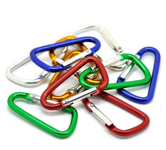 J145 - 10 pcs. - Large Aluminum D Rings Key Chain Rings Climbing Camping - 47x26mm (1 7/8" x 1") - Assortment