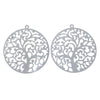 P1014 - 10 pcs. 304 stainless Steel Silver Tone Circle Metal Pendants Dangle Charms - Tree - 43mm x 40mm (1.7" x 1.6") - Great for Earrings!
