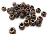 BD712 - 50 pcs Antique Copper Tone Flower METAL Ball Spacer Beads - 10mm - Large Hole: 5mm - Fits European Cords and Paracord!