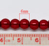 BD787 - 6mm Red Glass Pearl Imitation Round Beads - 32 inch strand - Hole Size: 1mm - Approx. 120 pcs.