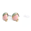 E505 - 10 pcs. Gold Plated Round Earring Posts Studs with Loop Cabochons Tacks - Pink Green Enamel - 10mm Diameter - Hole Size: 1.8mm