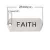 P328 - 10 pcs. Antique Silver "Faith" Rectangle Charms Pendants - 21mm X 8mm