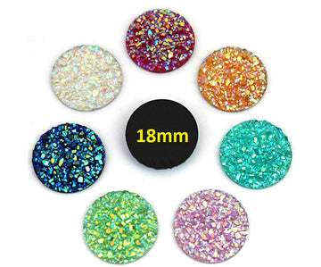 CA875 - 10 pcs Druzy Resin Embellishment Cabochons Assortment - 18mm - Dome Style