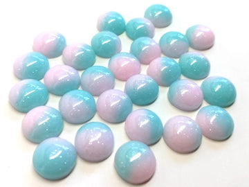 CA752 - 10 pcs Druzy Resin Embellishment Cabochons - 12mm - Glitter Style - Blue and Pink - Bi-Color