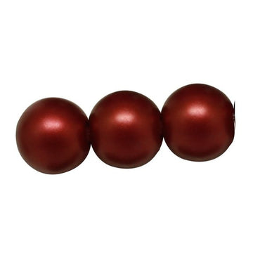 BD258 - 8mm Red Glass Pearl Imitation Round Beads - 31.4" strand (106 pcs. per strand) - Hole Size: 1.5mm - Matte