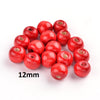 BD611 - 100 pcs Red Wooden Wood Round Spacer Beads - 12mm - Hole Size: 3mm - Style A - Glossy