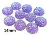 CA824 - 10 pcs Druzy Resin Embellishment Cabochons Light Purple Multicolor - 14mm - Dome Circle