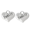 P043 - 10 pcs. Antique Silver "Family" charm with rhinestone - 17mm X 14mm