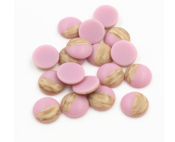 CA901 - 10 pcs Druzy Resin and Wood Embellishment Cabochons - Pink - 12mm - Dome Circle