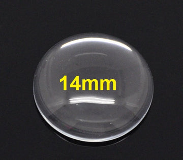 CA385 - 10 pcs. Circle Clear Round Glass Dome Seals Tiles - 14mm (0.55 in)