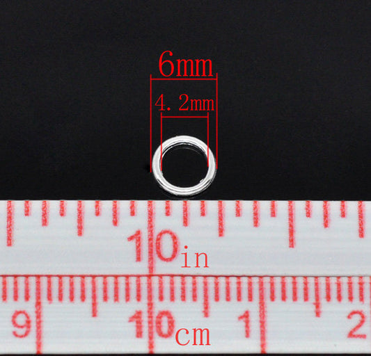 J275 - 100 pcs Silver Plated Soldered Closed Jump Rings - 6mm - 19 Gauge (0.9mm Thick)