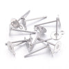 E787 - 100 pcs. (50 pairs) 304 Stainless Steel Earring Posts/Bases/Studs/Settings with loop - 5mm Pad - 7mm with Loop - 12mm length - with Backs!