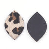 P2042 - 10 pcs. Beige Leopard Faux Fur Leather Dangle Charms Pendants - Leaf - 43mm (1.7") - Great for Light Earrings or Dangles! Black Back