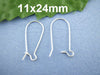 E306 - 250 pcs (125 Pairs) Silver Plated Kidney Earwire Earring Hooks -24mm x 11mm - MEDIUM