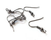 E516 - 100 pcs Gunmetal Black Earring Hooks with Spring and Ball - 21mm x 20mm - Perpendicular Loop