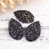 P726 - 10 pcs. Black Multicolor Glitter Faux Leather Dangle Charms Pendants - Teardrop - 55mm (2.17") - Great for Light Earrings and Dangles